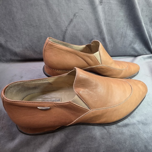 Alberto Guardiani Blue Again Tan Leather Slip-On Loafers Made Italy EU 43.5 main image 8